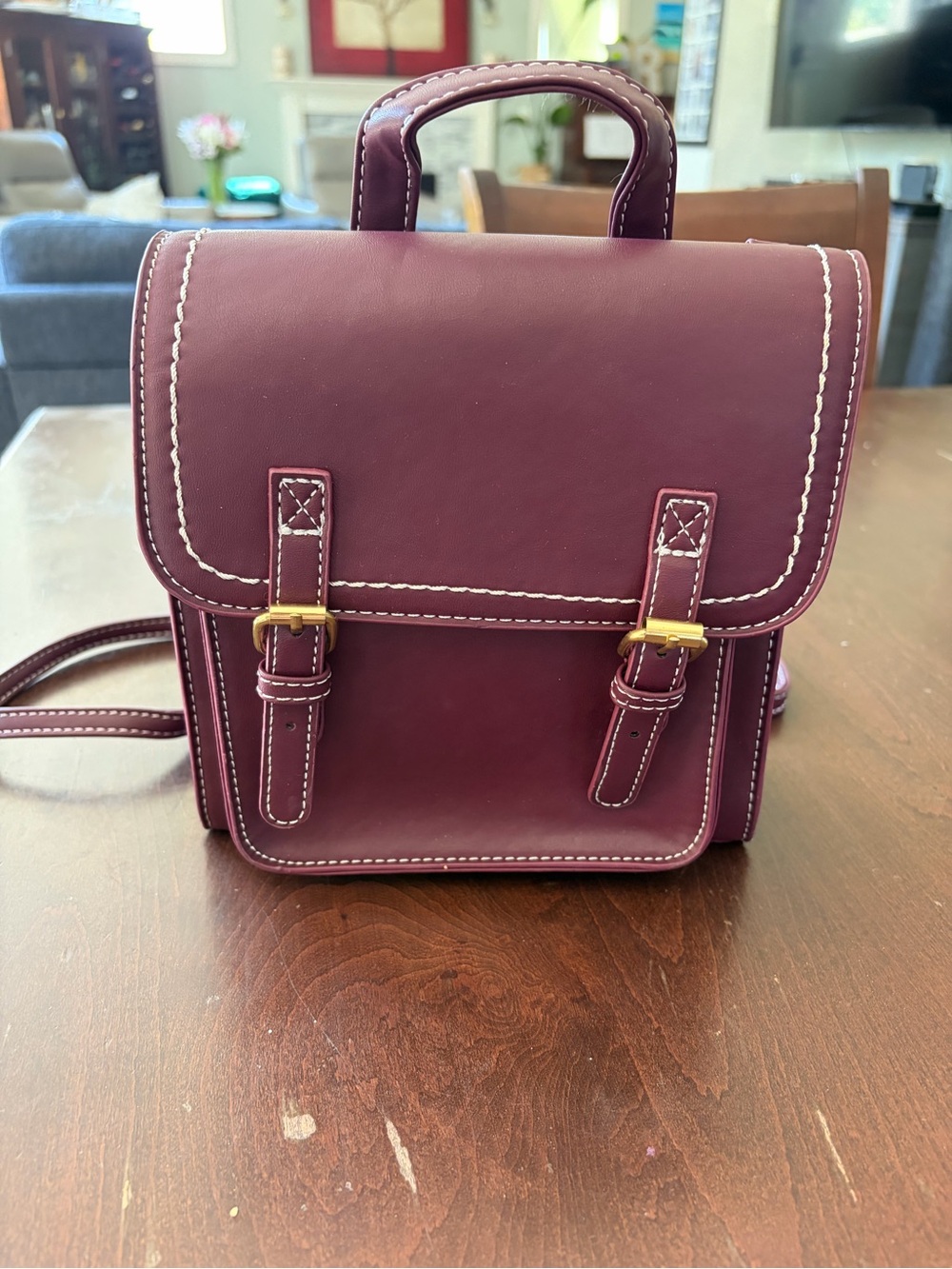 Women's Plum Leather Mini Satchel Bag